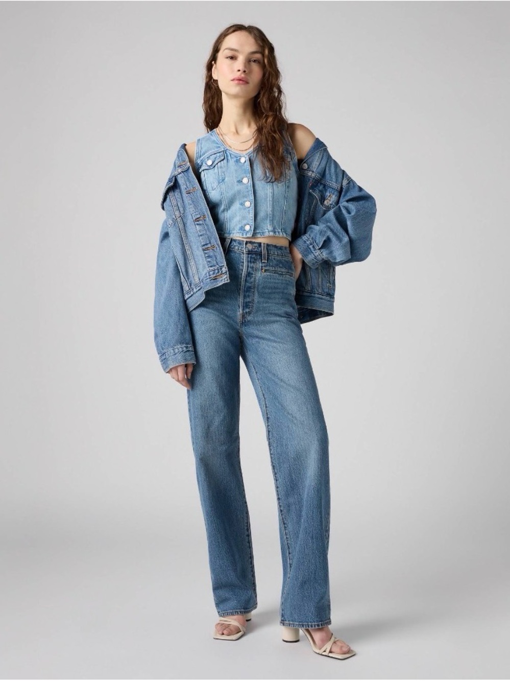 Levi’s premium Women’s High-Rise Ribcage Straight Leg Jeans 29W 34L